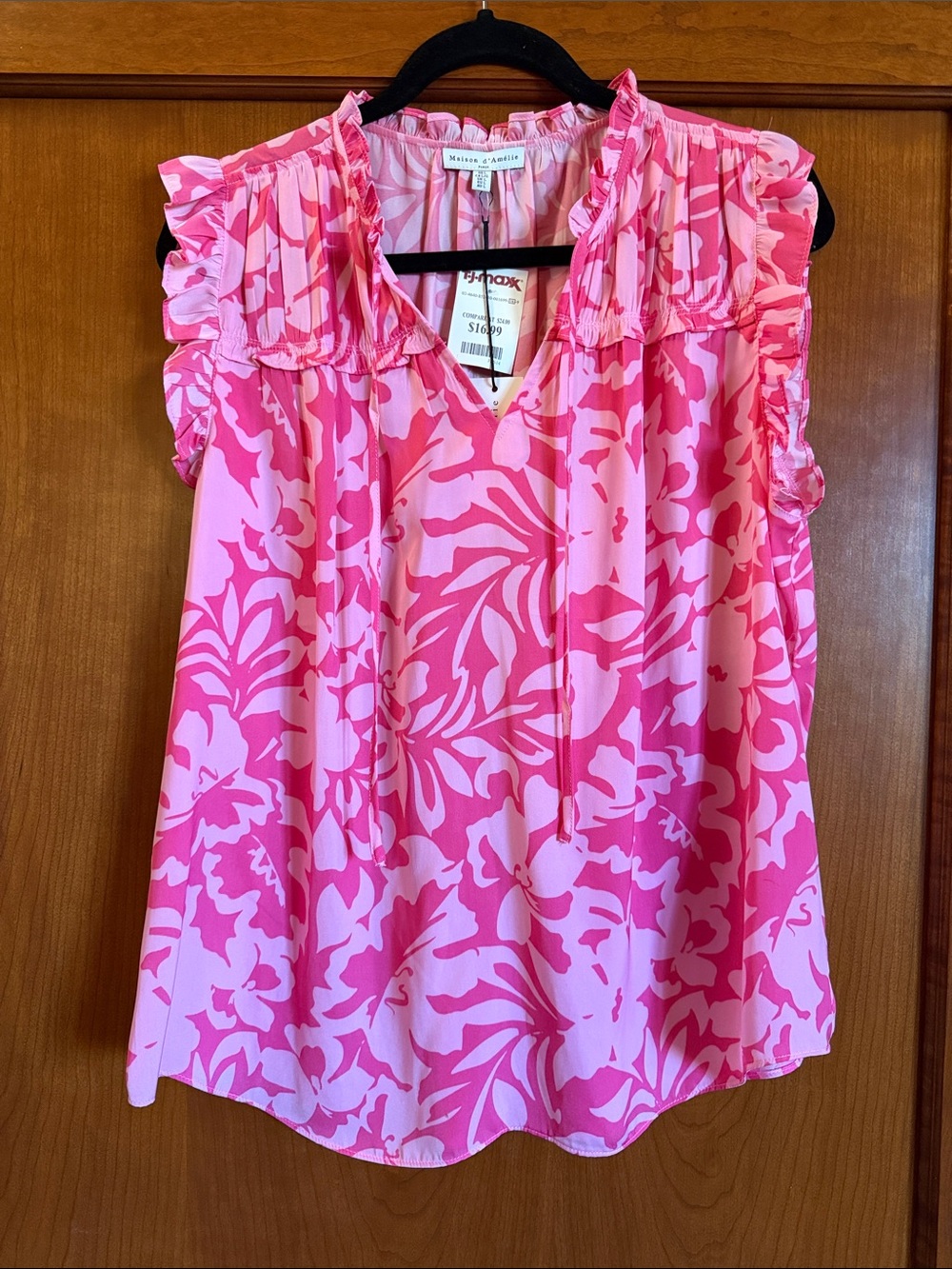 Pink Floral Ruffle Sleeveless Top by Maison d’Amelie